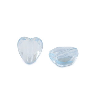Acryl kralen heart Aquamarine blue transparent
