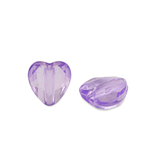 Acryl kralen heart Purple transparent