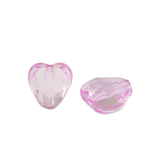 Acryl kralen heart Rose purple transparent