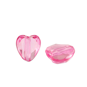 Acryl kralen heart Magenta pink transparent