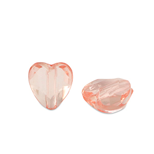 Acryl kralen heart Salmon pink transparent