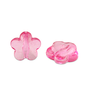 Acryl kralen flower Magenta pink transparent