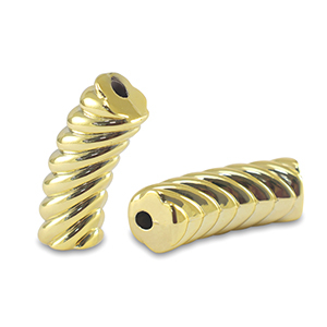Acryl kralen tube twisted Gold
