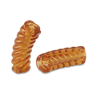 Acryl kralen tube twisted Transparent topaz brown