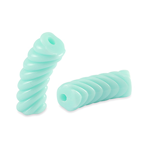 Acryl kralen tube twisted Soft turquoise blue