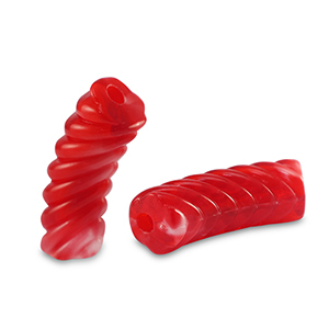 Acryl kralen tube twisted Transparent red