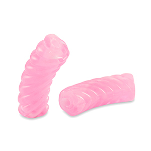 Acryl kralen tube twisted Transparent pink