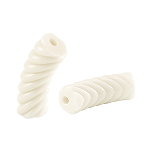 Acryl kralen tube twisted Off white