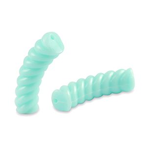 Acryl kralen tube twisted Soft turquoise blue