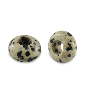 Rondellen natuursteen kralen dalmatian stone 14mm Greige