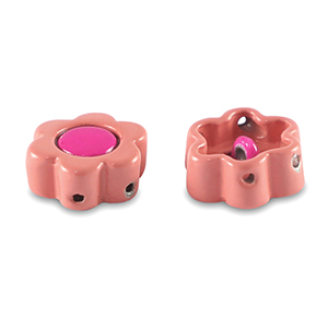 Tile bead flower Lantana pink-magenta pink