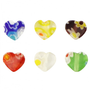 Millefiori glaskralen heart flower Multicolour