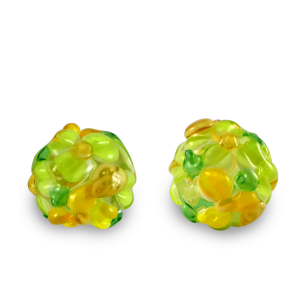 Handgeschilderde glaskralen flower Transparent-lime green orange