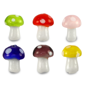 Glas kralen mushroom Multicolour-white