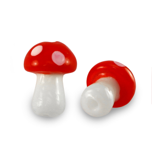 Glas kralen mushroom White-red