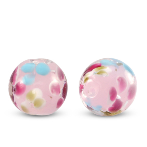 Glas kralen 14mm Transparent-pink