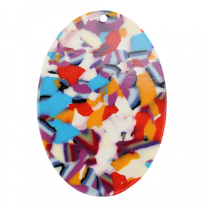 Hangers van resin ovaal Multicolor confetti