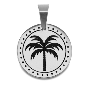 Bedels van Stainless steel Roestvrij staal (RVS) palmtree Zilver
