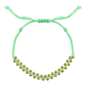 Hippe armbanden stainless steel beads Mint green-gold