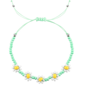 Hippe armbanden flower Mint green-white