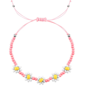 Hippe armbanden flower Pink-white