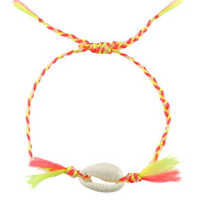 Hippe armbanden kauri Neon yellow-pink
