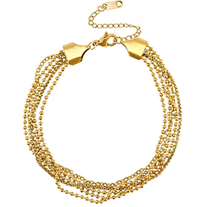 Enkelbandjes van Stainless steel Roestvrij staal (RVS) multiple layer Gold