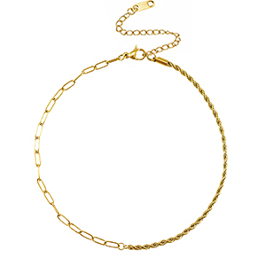 Enkelbandjes van Stainless steel Roestvrij staal (RVS) twisted & straight Gold