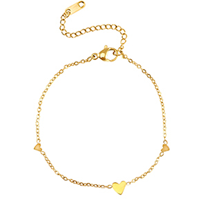 Armbanden van Stainless steel Roestvrij staal (RVS) hearts Gold