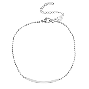 Enkelbandjes van Stainless steel Roestvrij staal (RVS) ball chain tube & crystal Silver