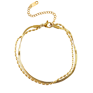 Armbanden van Stainless steel Roestvrij staal (RVS) duo layer Gold