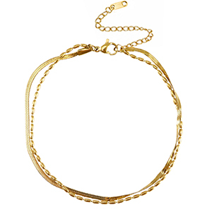 Enkelbandjes van Stainless steel Roestvrij staal (RVS) duo layer Gold