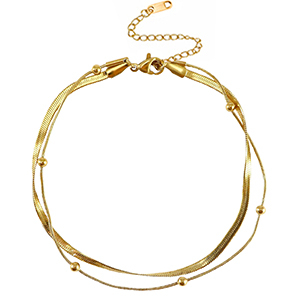 Enkelbandjes van Stainless steel Roestvrij staal (RVS) duo layer Gold