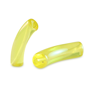 Acryl kralen tube Freesia yellow-AB coating