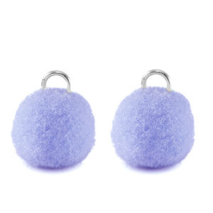 Bedels pompom met oog 10mm Silver-periwinkle purple