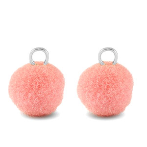 Bedels pompom met oog 10mm Silver-pink