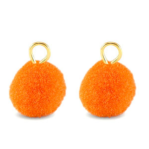 Bedels pompom met oog 10mm Gold-orange peel