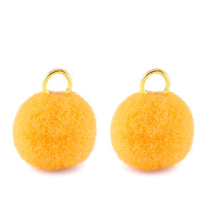 Bedels pompom met oog 10mm Gold-spectra yellow