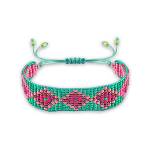 Hippe armbanden Turquoise green-pink