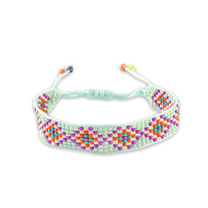 Hippe armbanden Mint green-purple