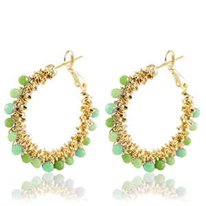 Oorbellen van Stainless steel Roestvrij staal (RVS) facet Green-gold