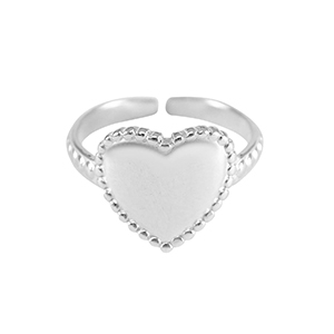 Ringen van Stainless steel Roestvrij staal (RVS) heart Zilver