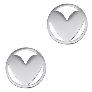 Bedels van Stainless steel Roestvrij staal (RVS) tussenstuk heart Silver