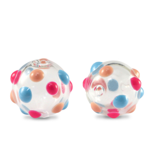 Handgeschilderde glaskralen 14mm Transparent-red blue