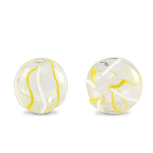 Handgeschilderde glaskralen 14mm Transparent-yellow white