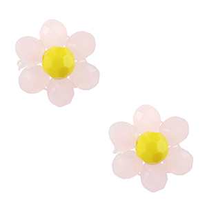 Hangers van facet flower Pink-yellow