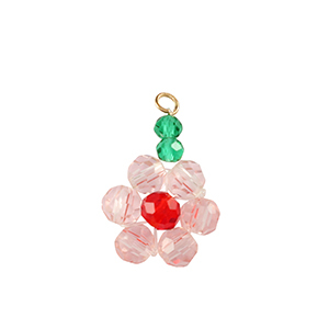 Hangers van facet flower Gold-pink red