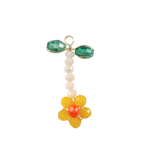 Hangers van facet flower Gold-green yellow