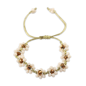 Facet armband top quality flower Lotus pink-topaz brown