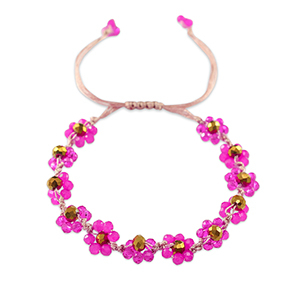 Facet enkelbandje top quality flower Fuchsia-topaz brown